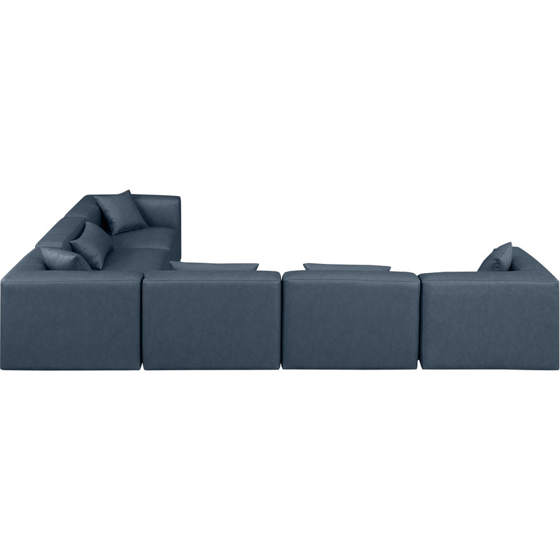 Meridian Cube Navy Blue Vegan Leather Modular Sectional IMAGE 5