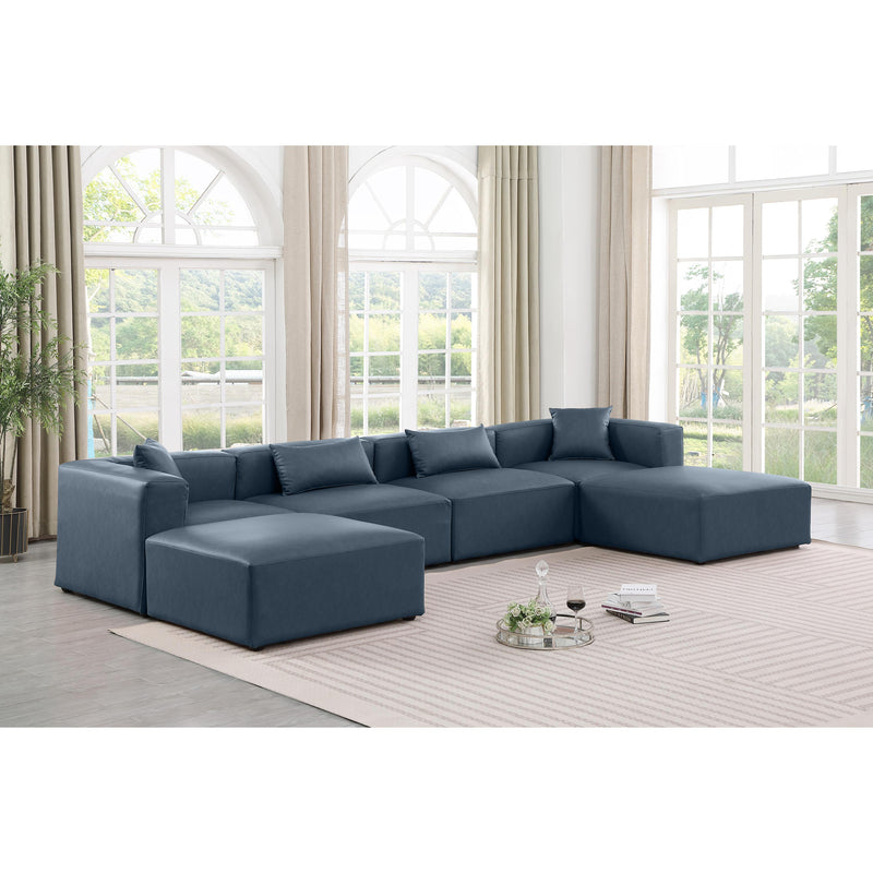 Meridian Cube Navy Blue Vegan Leather Modular Sectional IMAGE 2