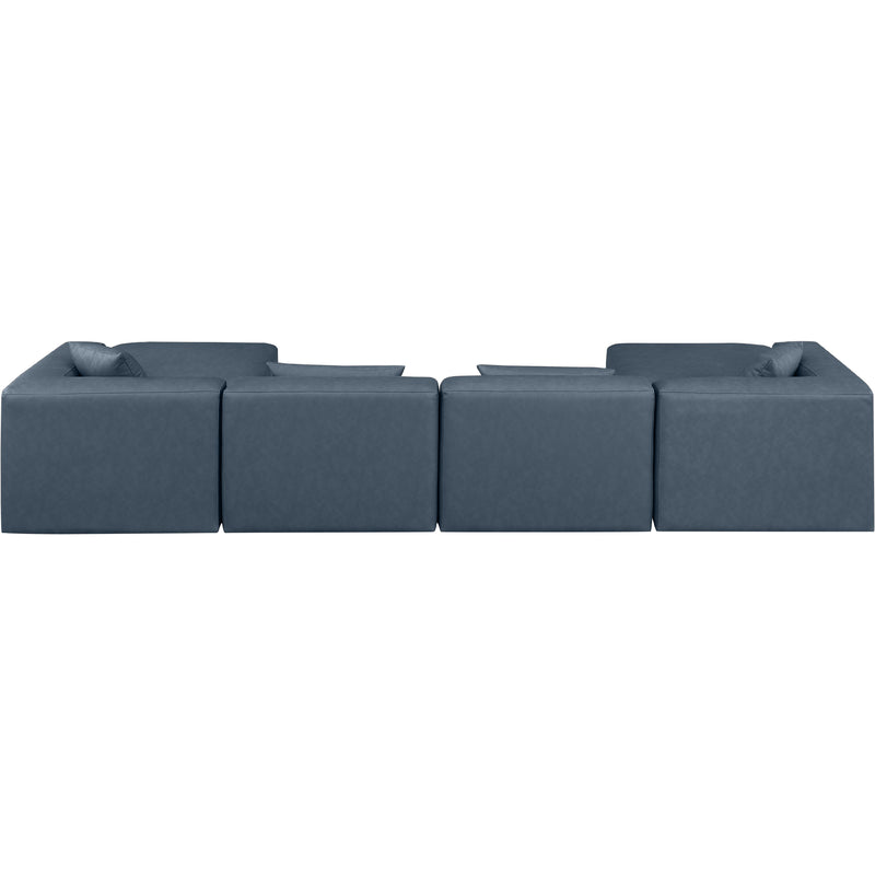 Meridian Cube Navy Blue Vegan Leather Modular Sectional IMAGE 3