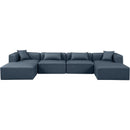 Meridian Cube Navy Blue Vegan Leather Modular Sectional IMAGE 4