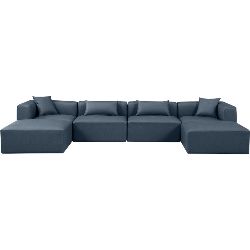 Meridian Cube Navy Blue Vegan Leather Modular Sectional IMAGE 4