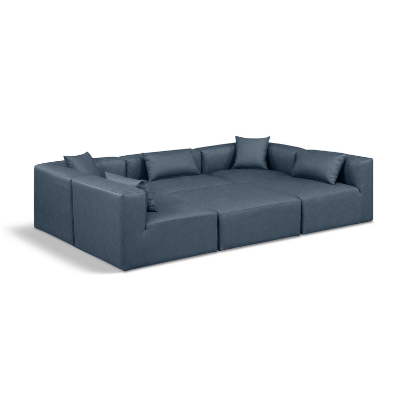 Meridian Cube Navy Blue Vegan Leather Modular Sectional IMAGE 1
