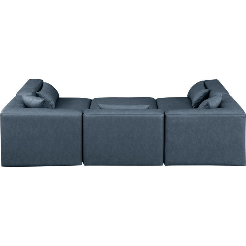 Meridian Cube Navy Blue Vegan Leather Modular Sectional IMAGE 3