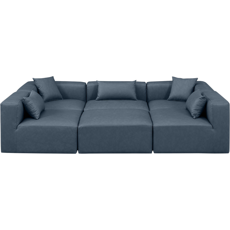 Meridian Cube Navy Blue Vegan Leather Modular Sectional IMAGE 4