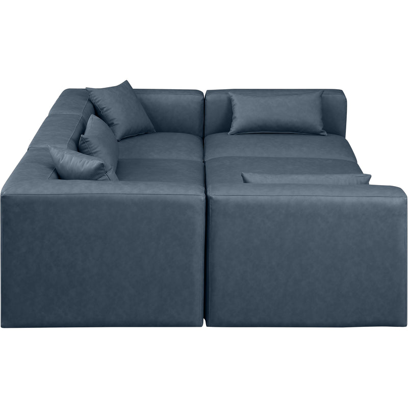 Meridian Cube Navy Blue Vegan Leather Modular Sectional IMAGE 5