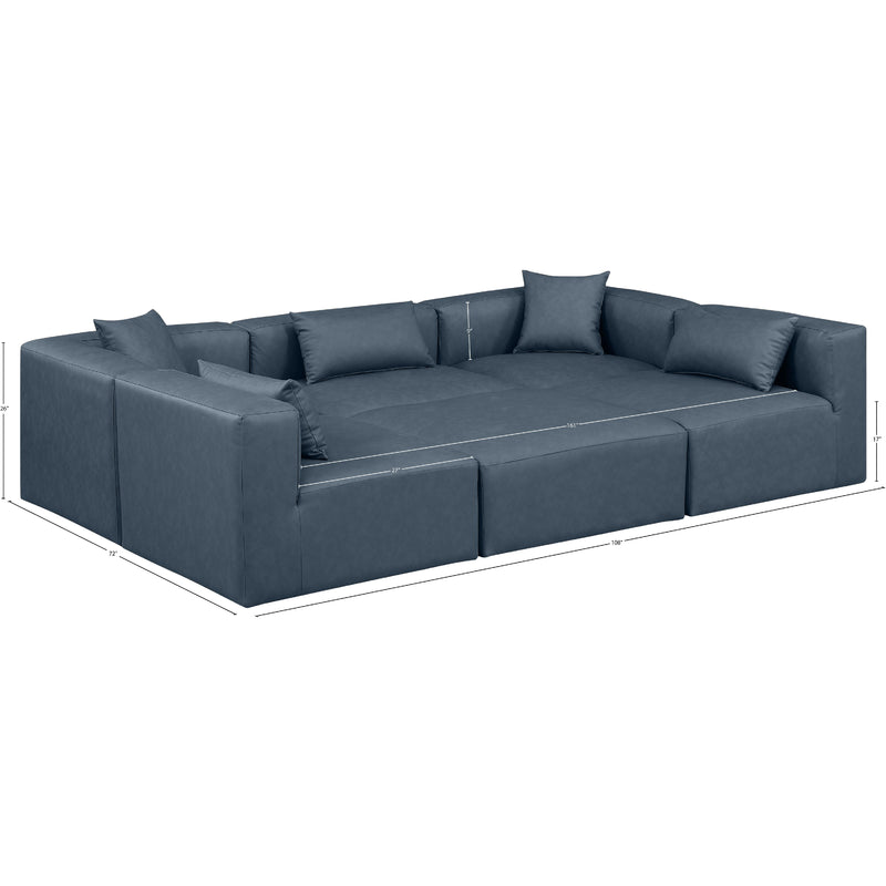 Meridian Cube Navy Blue Vegan Leather Modular Sectional IMAGE 8