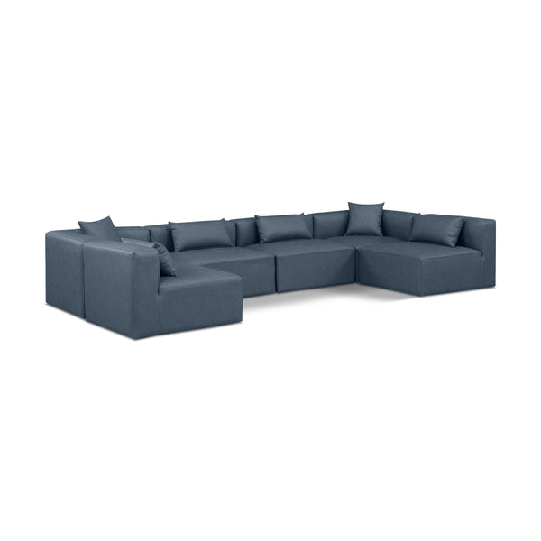 Meridian Cube Navy Blue Vegan Leather Modular Sectional IMAGE 1