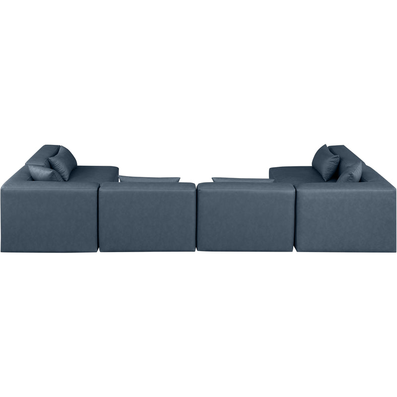 Meridian Cube Navy Blue Vegan Leather Modular Sectional IMAGE 3