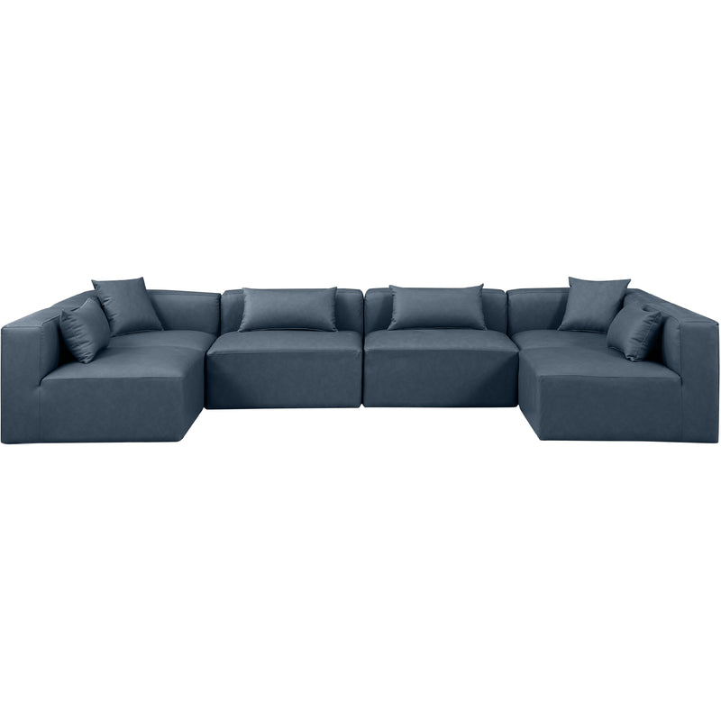 Meridian Cube Navy Blue Vegan Leather Modular Sectional IMAGE 4