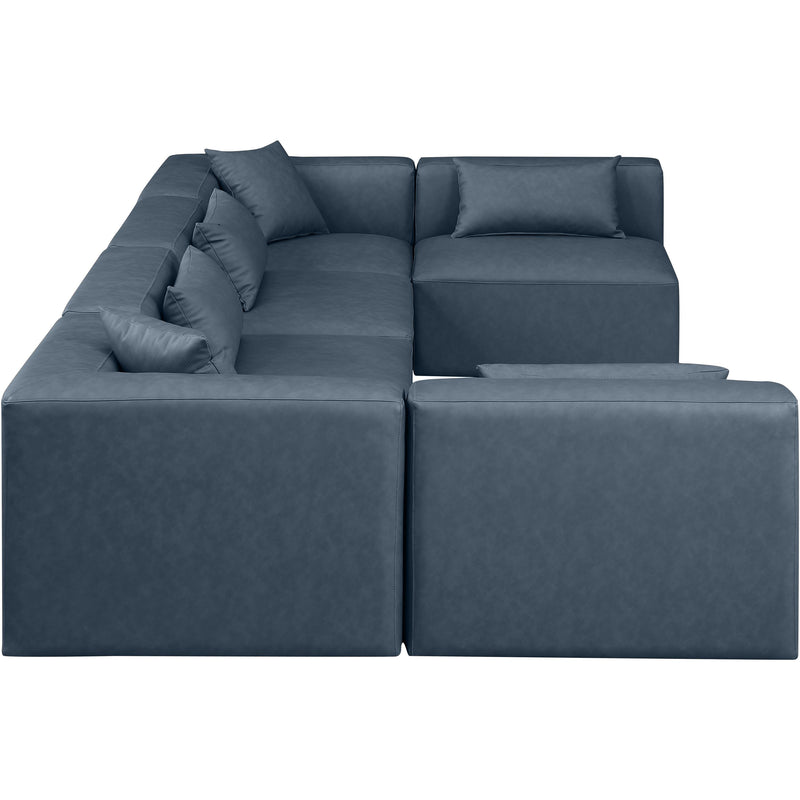 Meridian Cube Navy Blue Vegan Leather Modular Sectional IMAGE 5