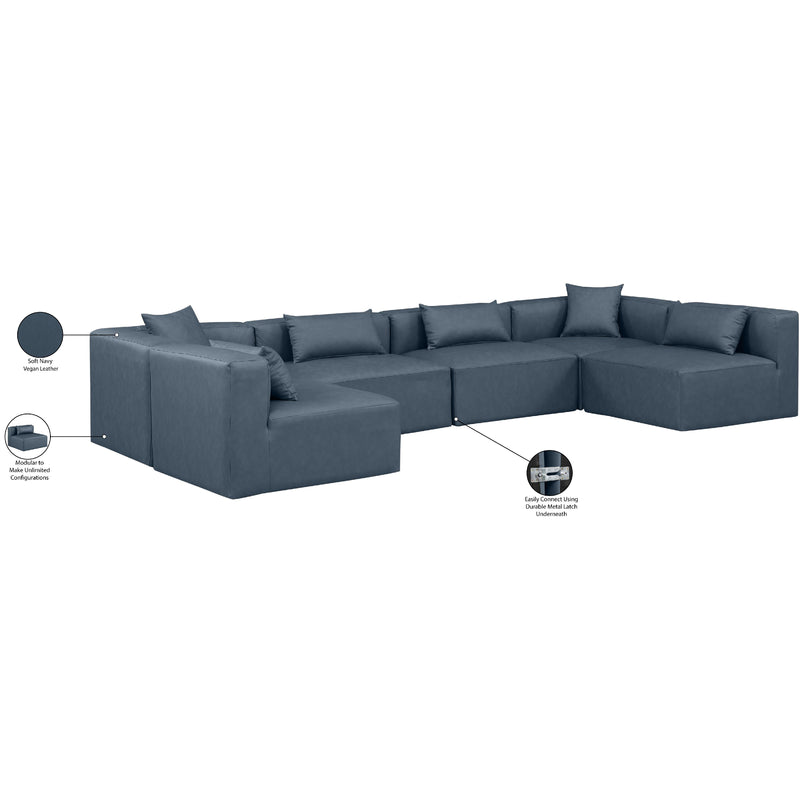 Meridian Cube Navy Blue Vegan Leather Modular Sectional IMAGE 9
