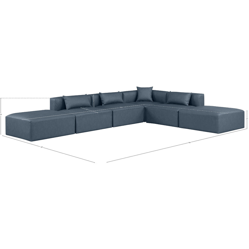Meridian Cube Navy Blue Vegan Leather Modular Sectional IMAGE 10