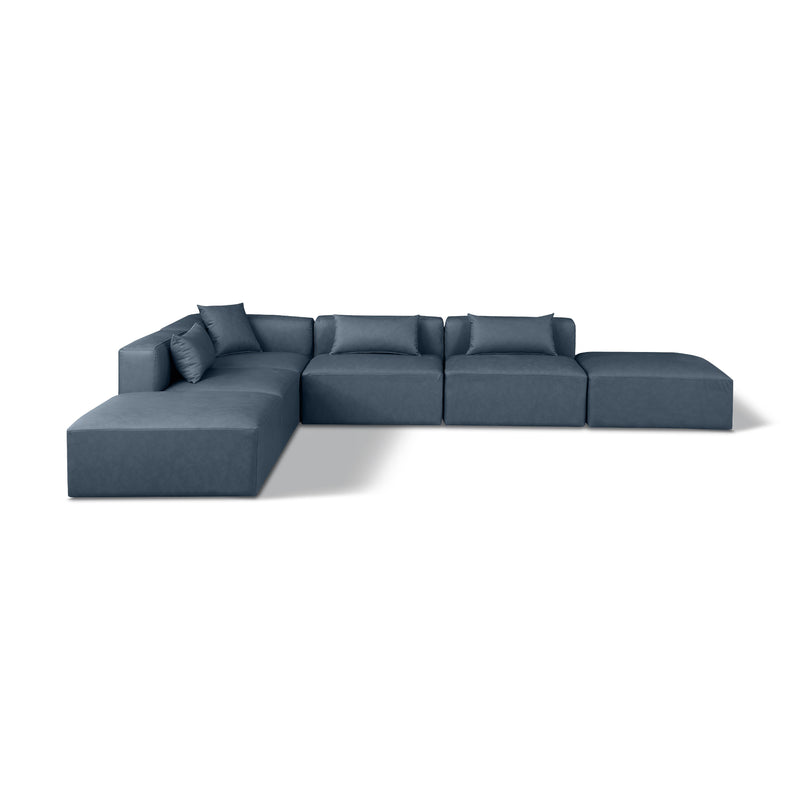 Meridian Cube Navy Blue Vegan Leather Modular Sectional IMAGE 1