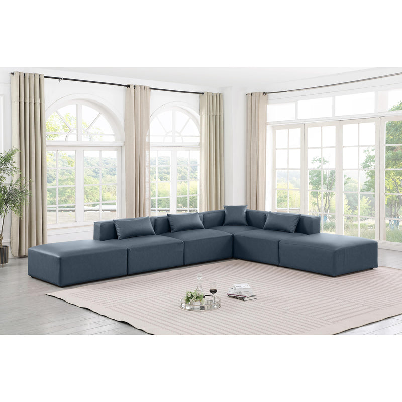 Meridian Cube Navy Blue Vegan Leather Modular Sectional IMAGE 2