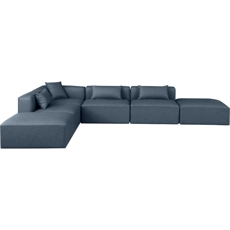 Meridian Cube Navy Blue Vegan Leather Modular Sectional IMAGE 3