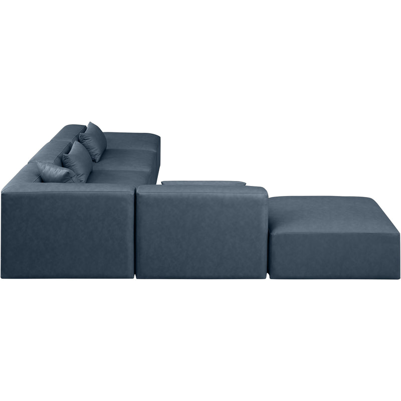 Meridian Cube Navy Blue Vegan Leather Modular Sectional IMAGE 4