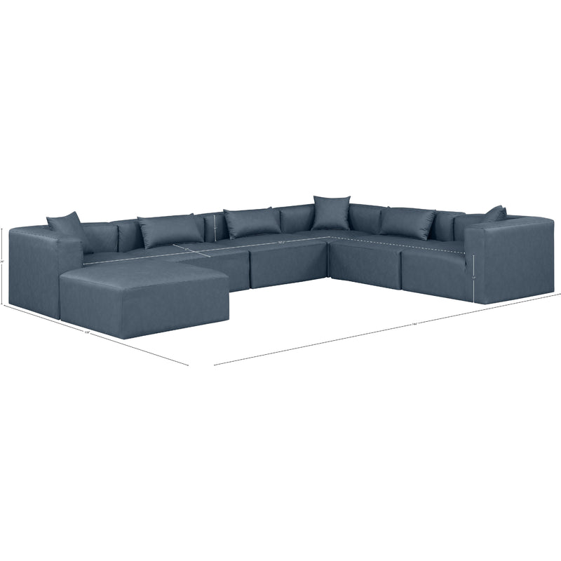 Meridian Cube Navy Blue Vegan Leather Modular Sectional IMAGE 11