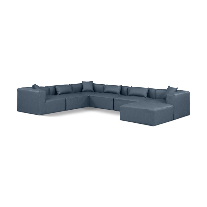 Meridian Cube Navy Blue Vegan Leather Modular Sectional IMAGE 1