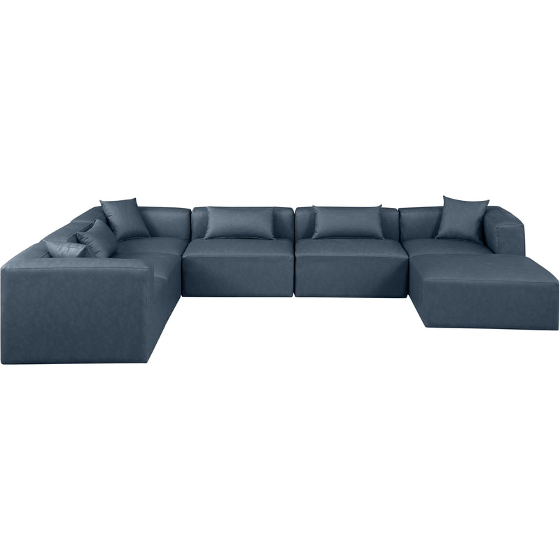 Meridian Cube Navy Blue Vegan Leather Modular Sectional IMAGE 3