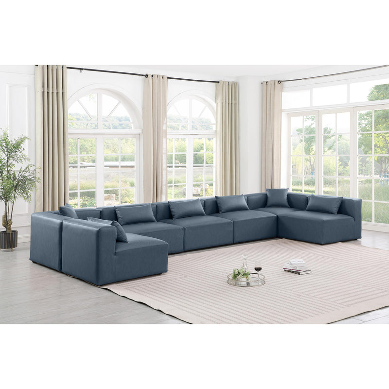 Meridian Cube Navy Blue Vegan Leather Modular Sectional IMAGE 2
