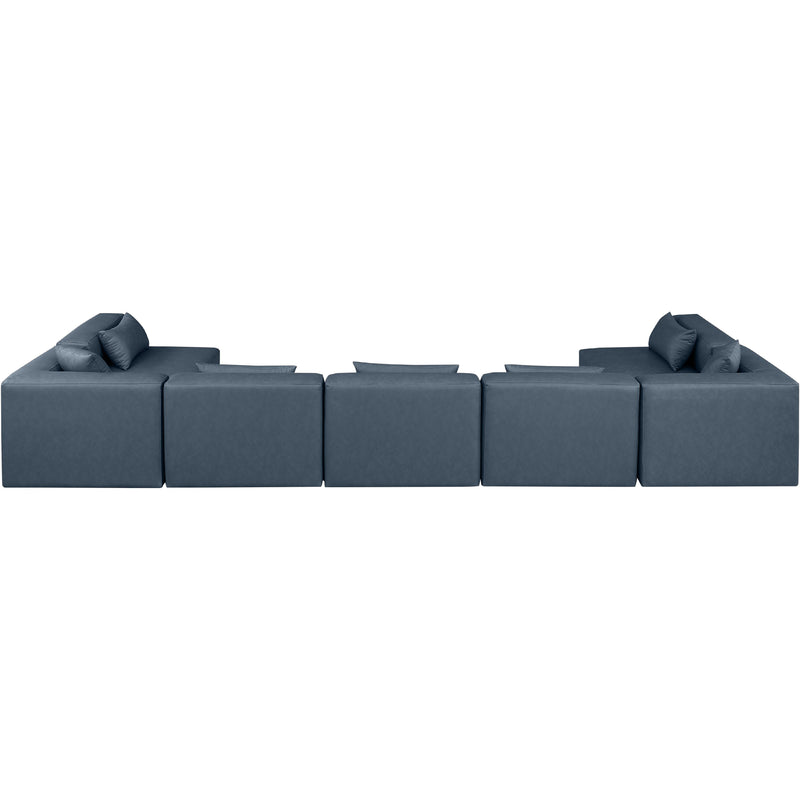 Meridian Cube Navy Blue Vegan Leather Modular Sectional IMAGE 3