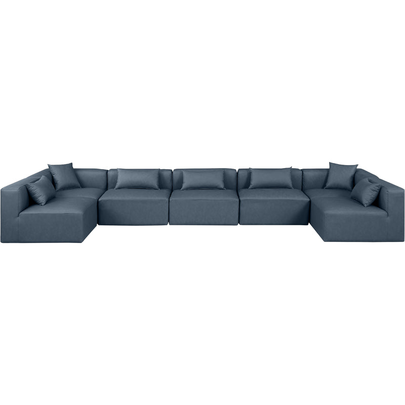 Meridian Cube Navy Blue Vegan Leather Modular Sectional IMAGE 4