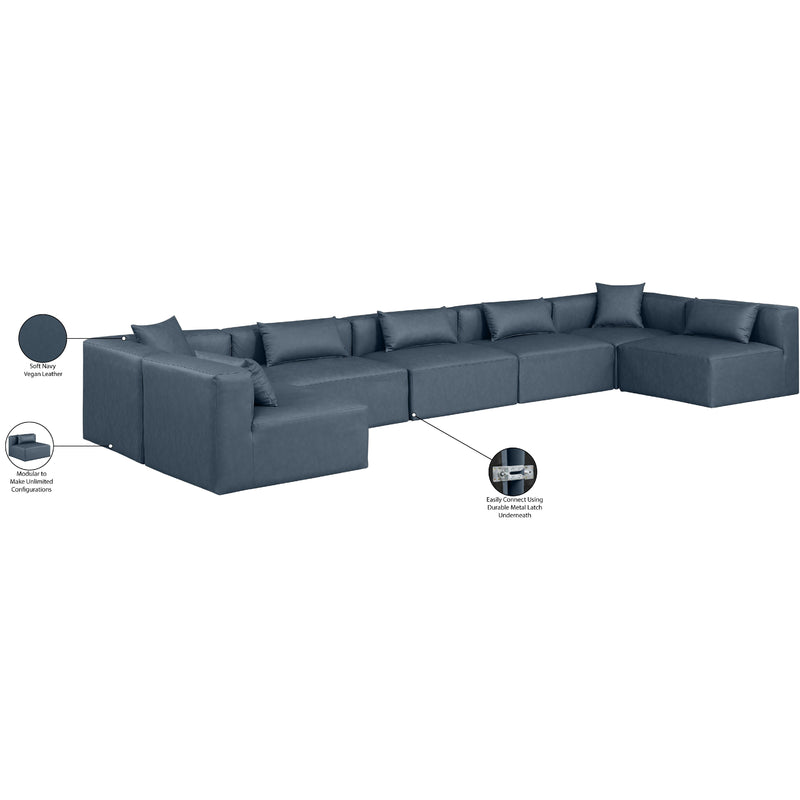 Meridian Cube Navy Blue Vegan Leather Modular Sectional IMAGE 9