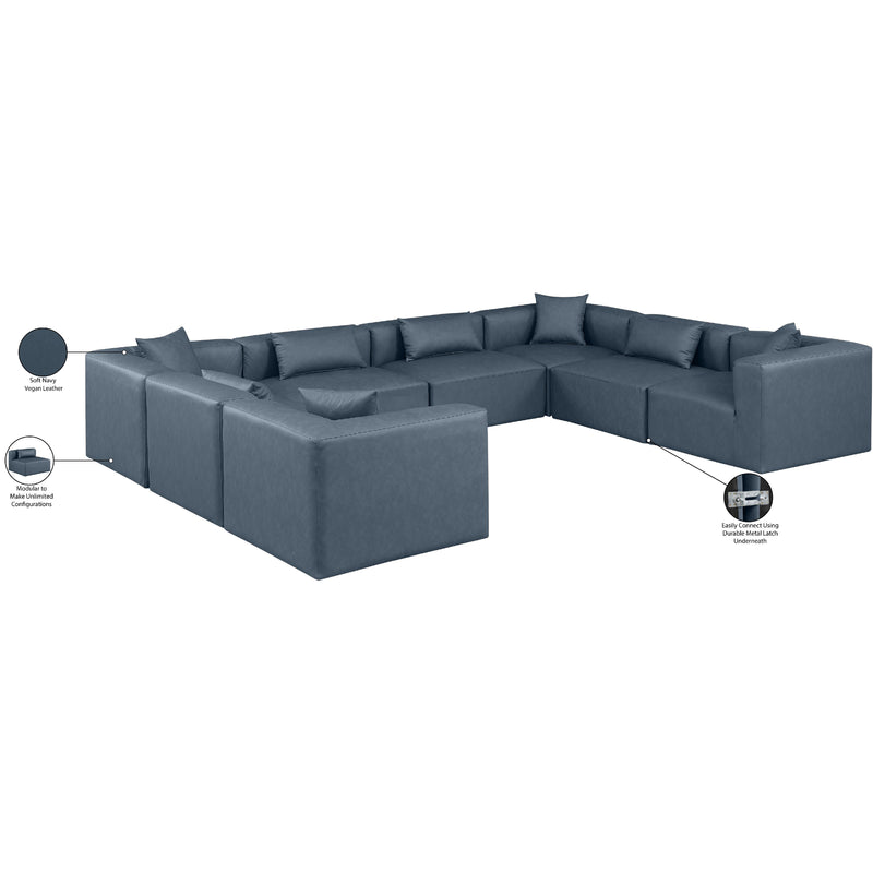 Meridian Cube Navy Blue Vegan Leather Modular Sectional IMAGE 10