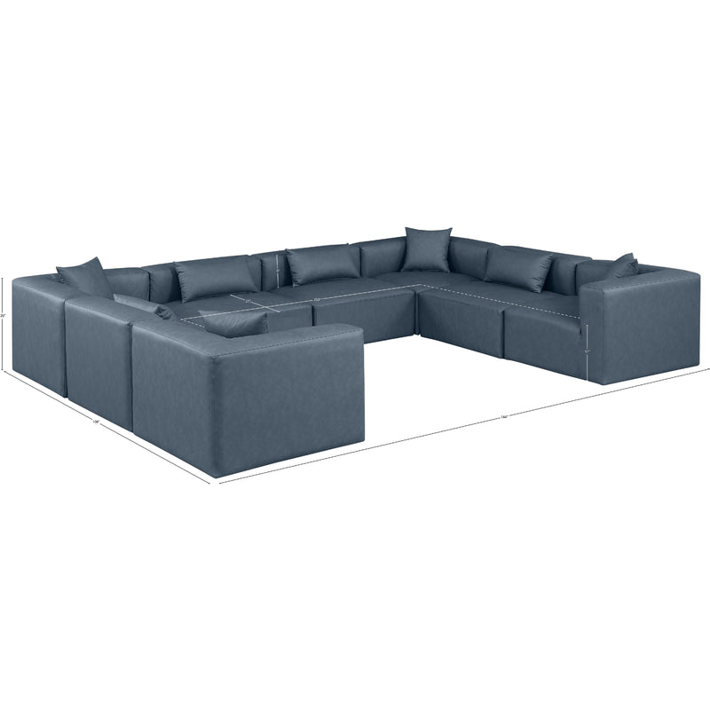 Meridian Cube Navy Blue Vegan Leather Modular Sectional IMAGE 11
