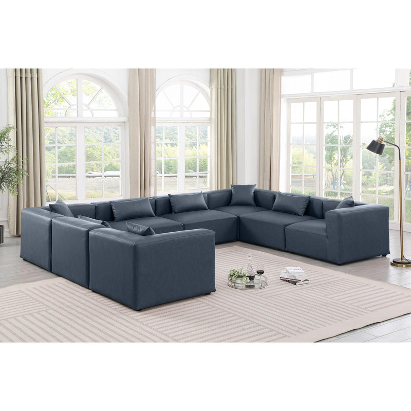 Meridian Cube Navy Blue Vegan Leather Modular Sectional IMAGE 2