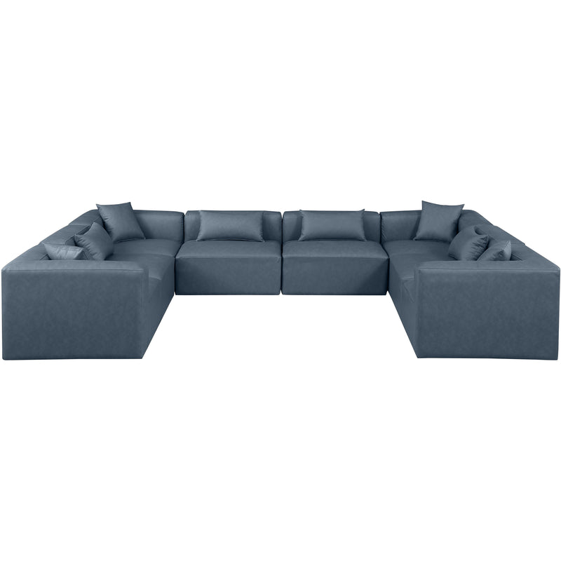 Meridian Cube Navy Blue Vegan Leather Modular Sectional IMAGE 4