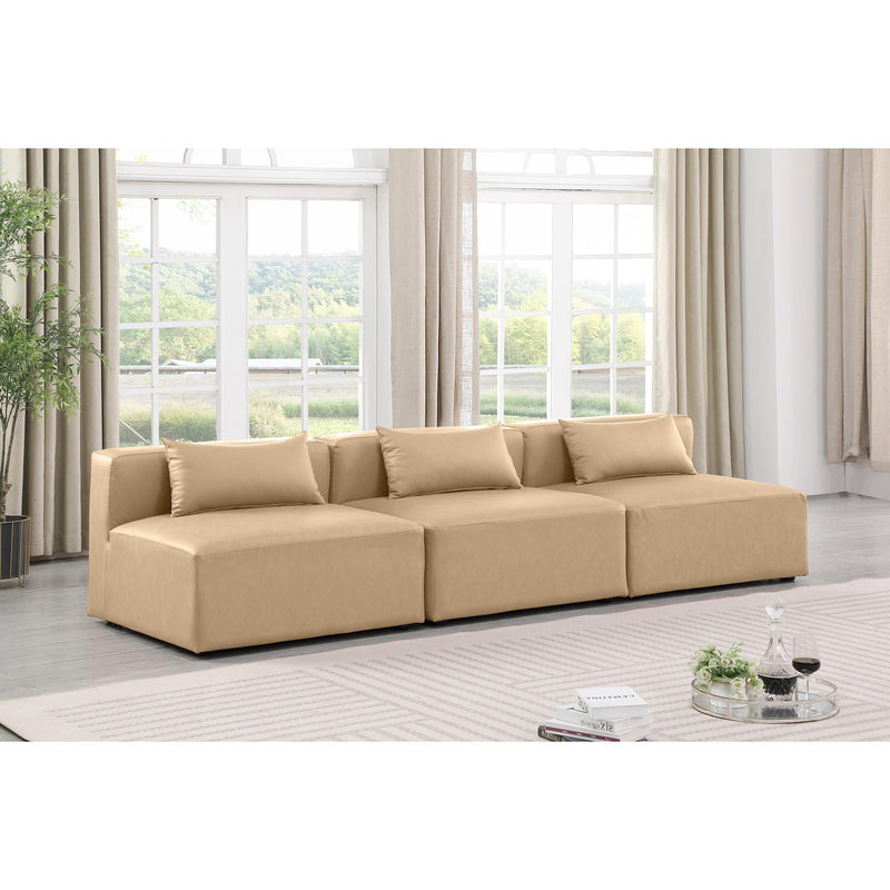 Meridian Cube Tan Vegan Leather Modular Sofa IMAGE 2