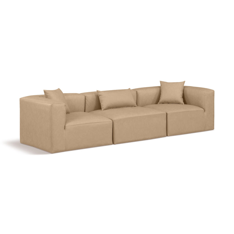 Meridian Cube Tan Vegan Leather Modular Sofa IMAGE 1