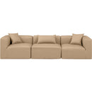 Meridian Cube Tan Vegan Leather Modular Sofa IMAGE 4