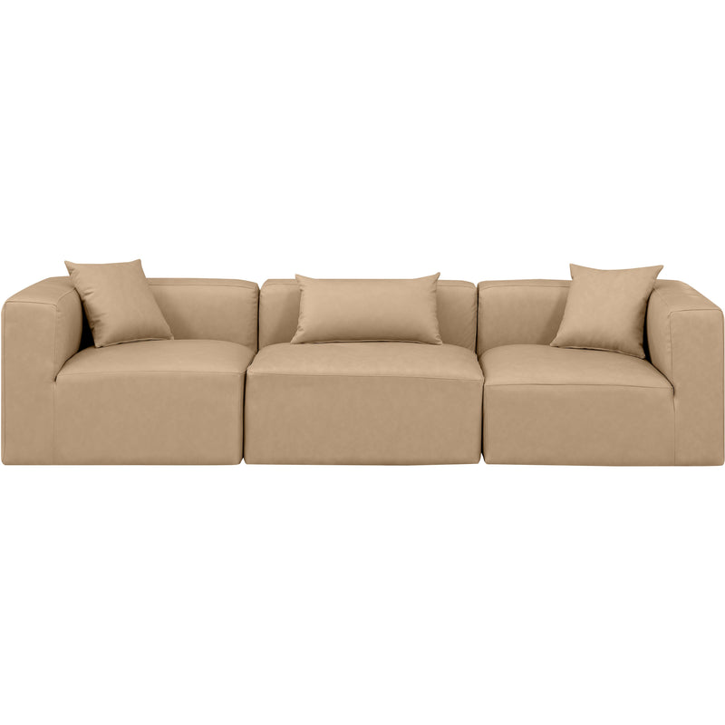 Meridian Cube Tan Vegan Leather Modular Sofa IMAGE 4