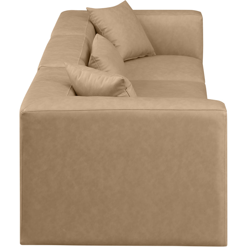 Meridian Cube Tan Vegan Leather Modular Sofa IMAGE 5