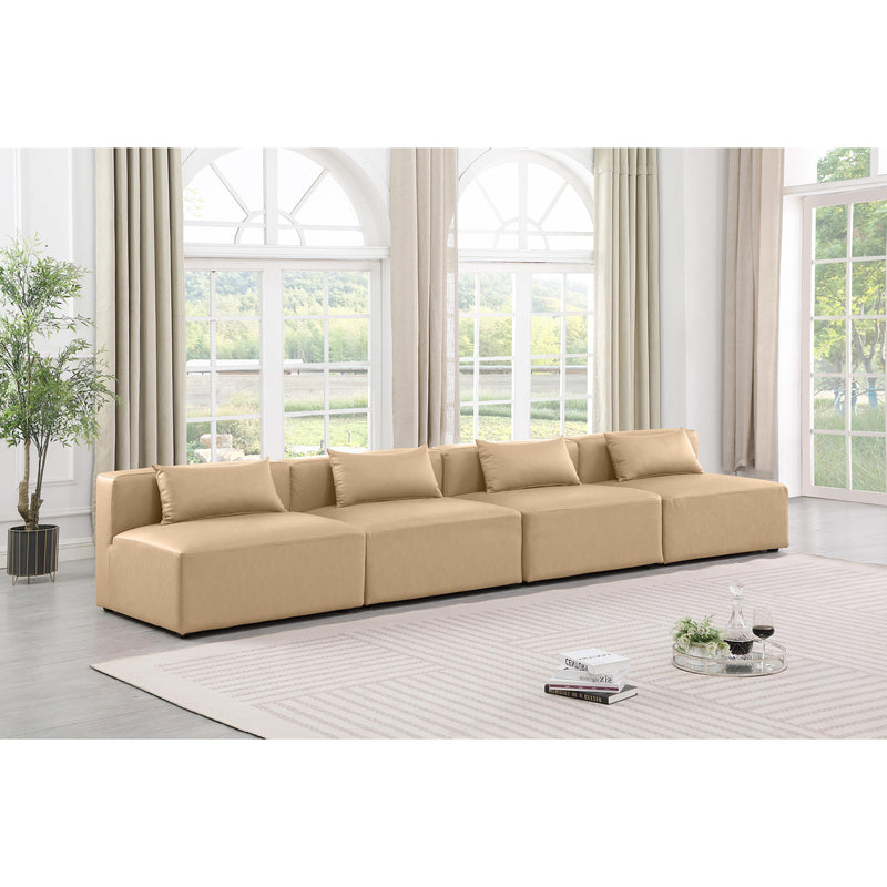 Meridian Cube Tan Vegan Leather Modular Sofa IMAGE 2