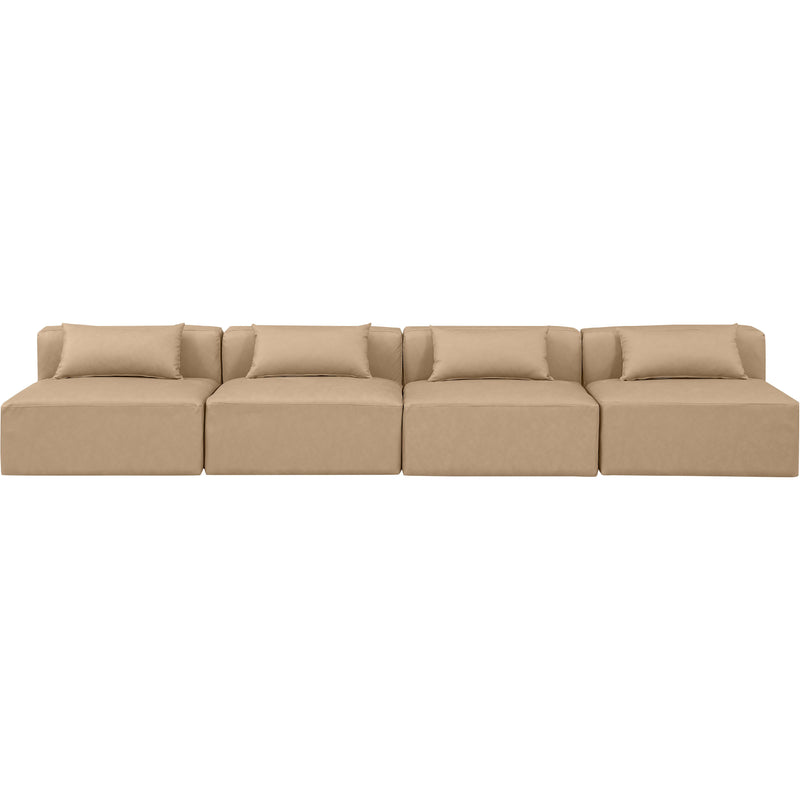 Meridian Cube Tan Vegan Leather Modular Sofa IMAGE 4
