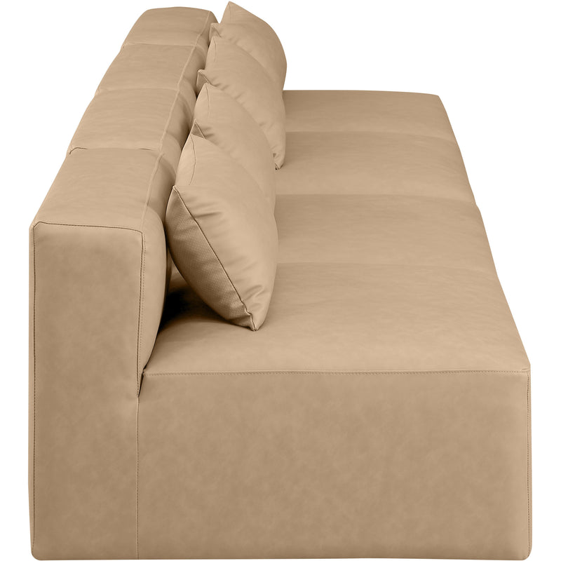 Meridian Cube Tan Vegan Leather Modular Sofa IMAGE 5