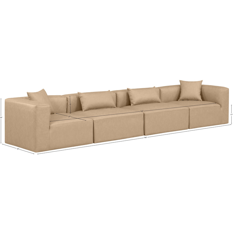 Meridian Cube Tan Vegan Leather Modular Sofa IMAGE 10