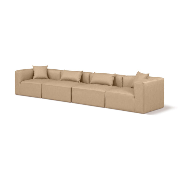 Meridian Cube Tan Vegan Leather Modular Sofa IMAGE 1