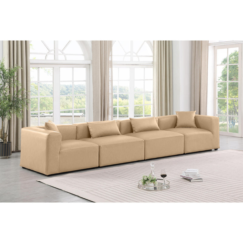 Meridian Cube Tan Vegan Leather Modular Sofa IMAGE 2