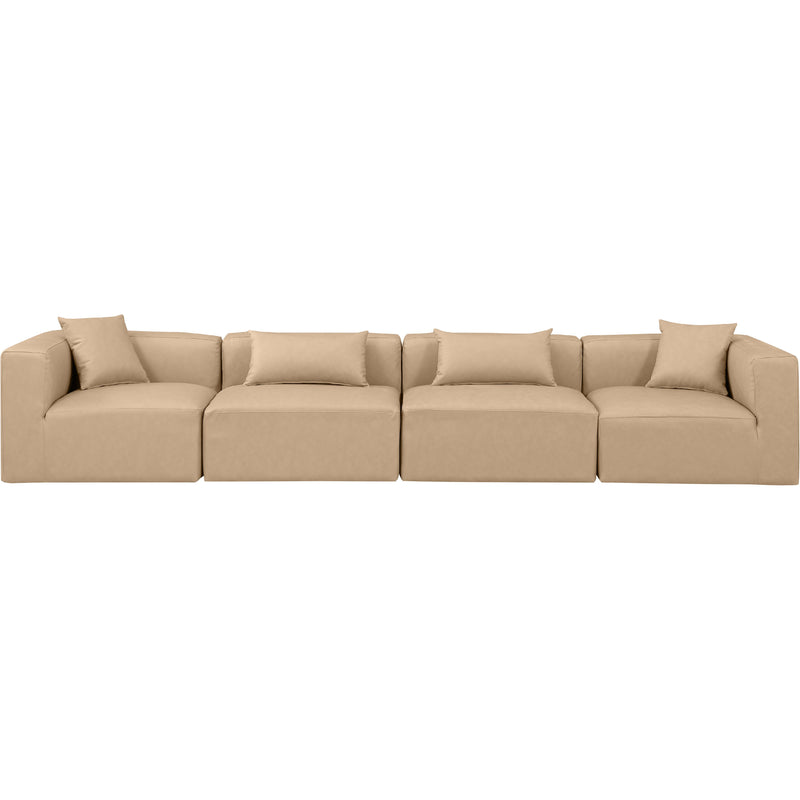Meridian Cube Tan Vegan Leather Modular Sofa IMAGE 4