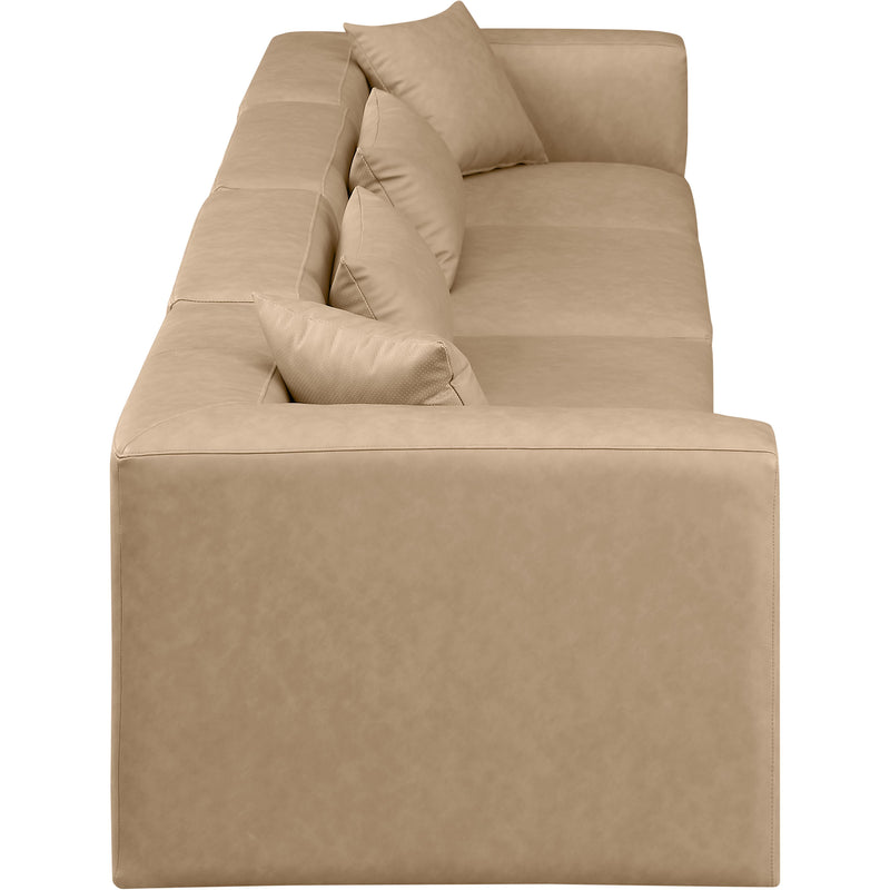 Meridian Cube Tan Vegan Leather Modular Sofa IMAGE 5