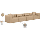 Meridian Cube Tan Vegan Leather Modular Sofa IMAGE 9