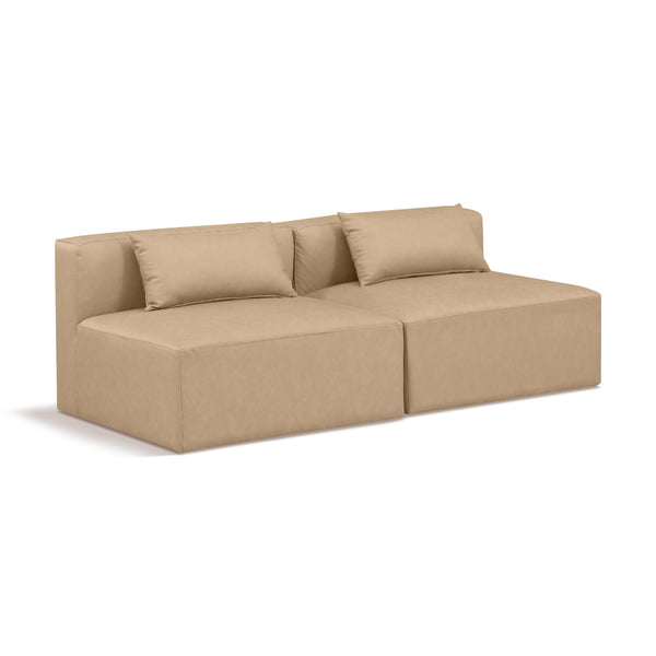 Meridian Cube Tan Vegan Leather Modular Sofa IMAGE 1