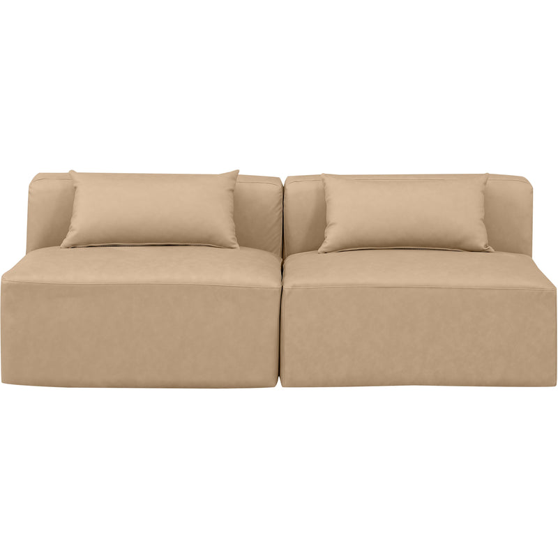 Meridian Cube Tan Vegan Leather Modular Sofa IMAGE 4