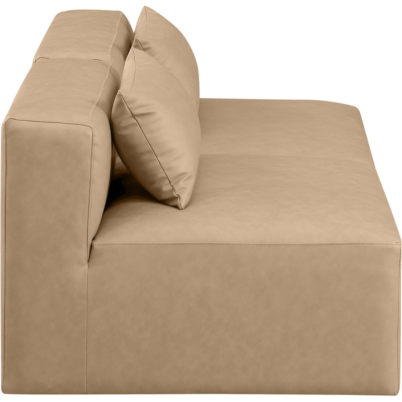 Meridian Cube Tan Vegan Leather Modular Sofa IMAGE 5