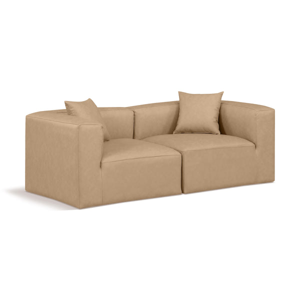 Meridian Cube Tan Vegan Leather Modular Sofa IMAGE 1