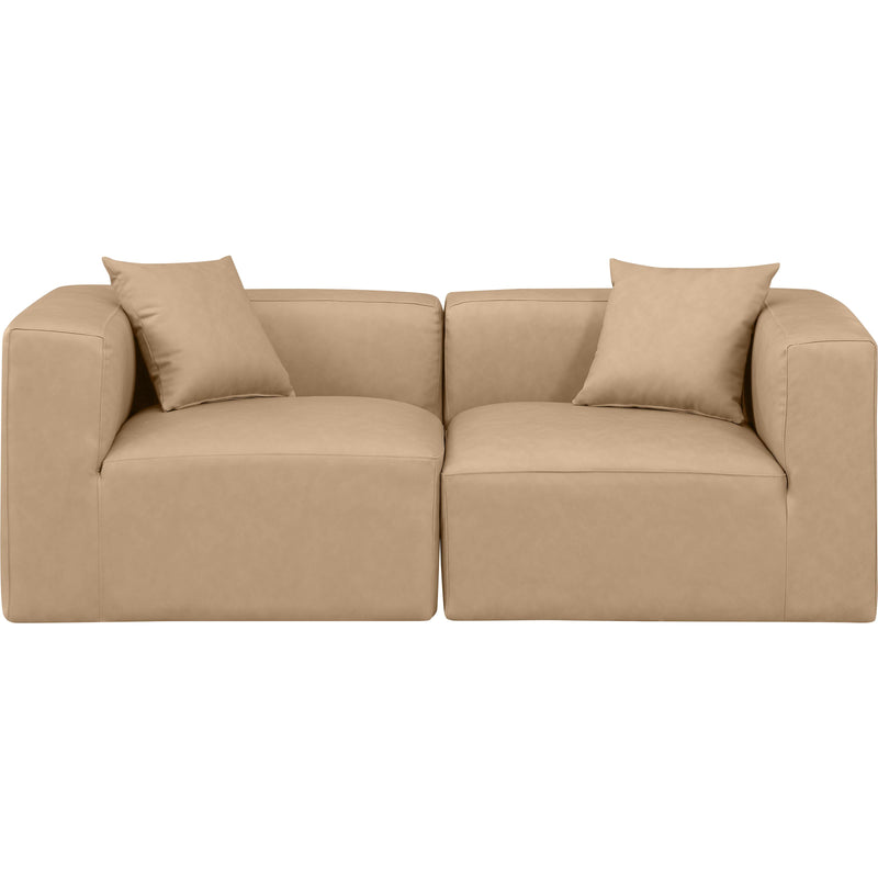 Meridian Cube Tan Vegan Leather Modular Sofa IMAGE 4